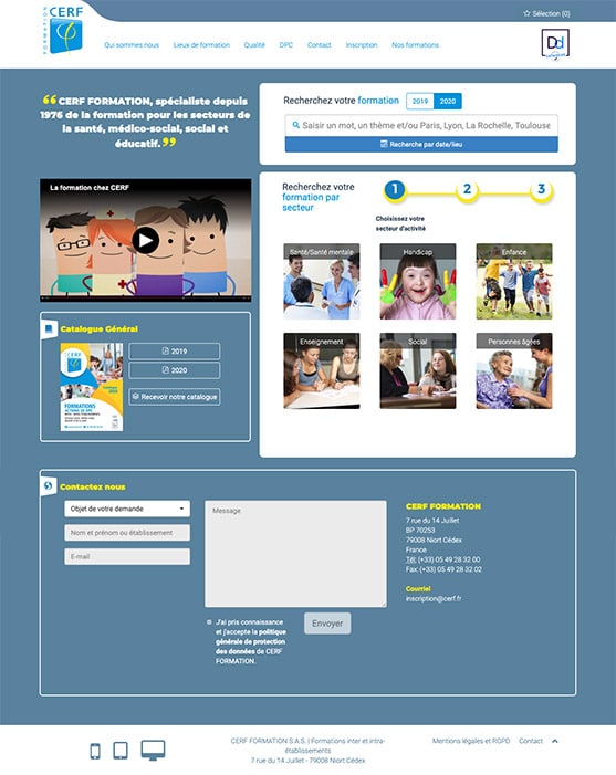 Site Cerf Formation réalisé avec Wordpress