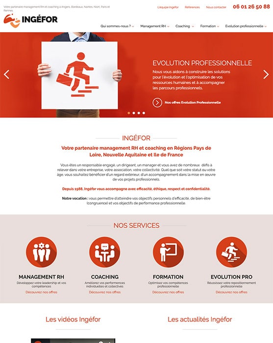 Site web Ingéfor réalisé avec Wordpress